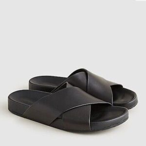 🩴🎁💝 J. CREW Women’s Marina Cross-Strap Sandals Black Leather BH400 🥳🎊🎉